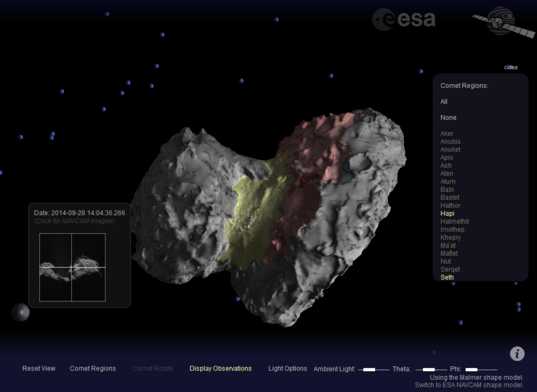 ESA’s cool new interactive comet visualization tool based on amateur imaging work with open data